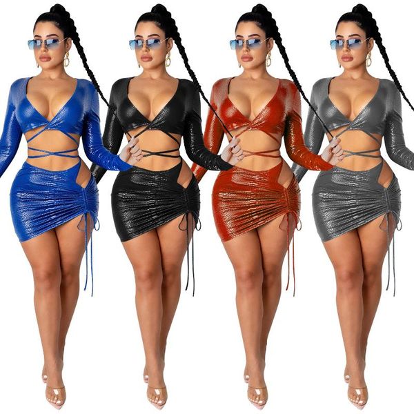 cutubly long sleeve women's set outfits autumn winter serpentine two piece sets cut out mini skirt club tracksuit tracksuits, Gray
cutubly long sleeve women's set outfits autumn winter serpentine two piece sets cut out mini skirt club tracksuit tracksuits, Gray