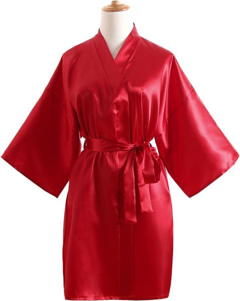 women's sleepwear pure color satin short red kimono bridesmaids lingerie robes, Black;red
women's sleepwear pure color satin short red kimono bridesmaids lingerie robes, Black;red
