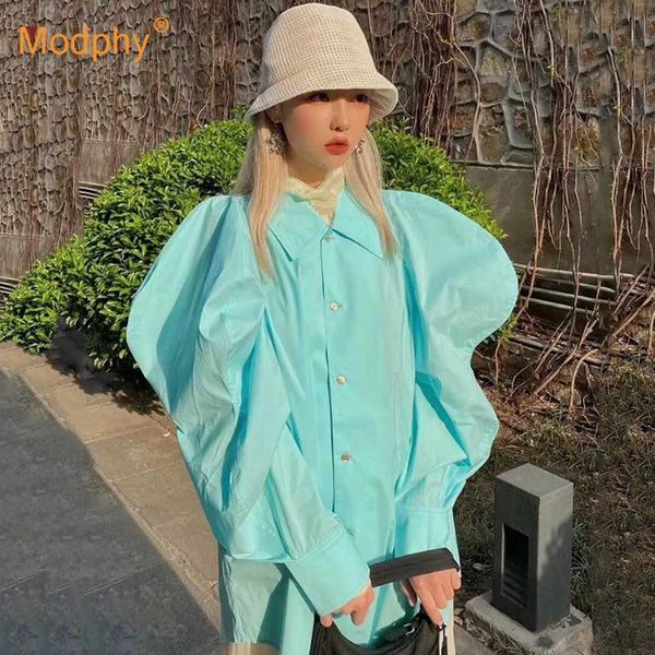 women's blouses & shirts long shirt blue bubble sleeves loose casual fashion cotton blusas female 2021 summer streetwear, White
women's blouses & shirts long shirt blue bubble sleeves loose casual fashion cotton blusas female 2021 summer streetwear, White