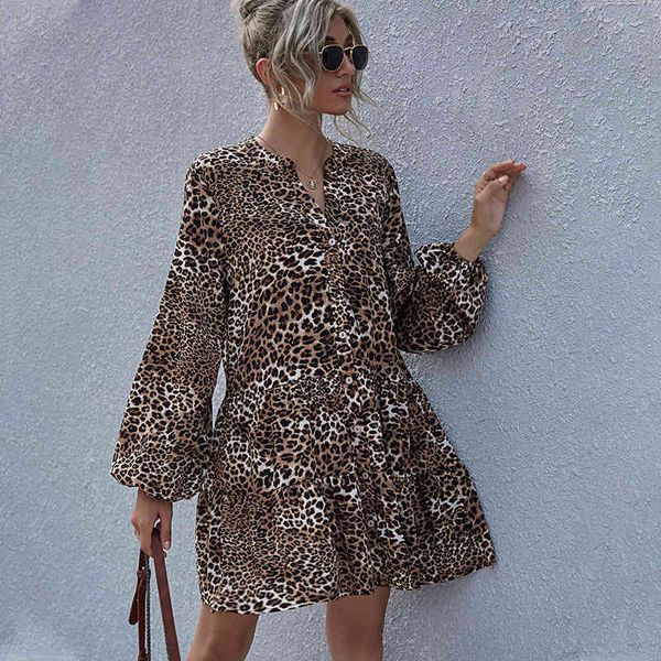 high street women casual loose dress autumn leopard print women's long sleeve cardigan shirt mini dress female vestido 210514, Black;gray
high street women casual loose dress autumn leopard print women's long sleeve cardigan shirt mini dress female vestido 210514, Black;gray