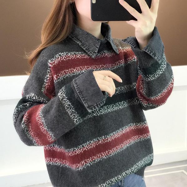 women's sweaters spring clothing 2021 style sweater loose outer wear fashion korean-style underwear base western, White;black
women's sweaters spring clothing 2021 style sweater loose outer wear fashion korean-style underwear base western, White;black