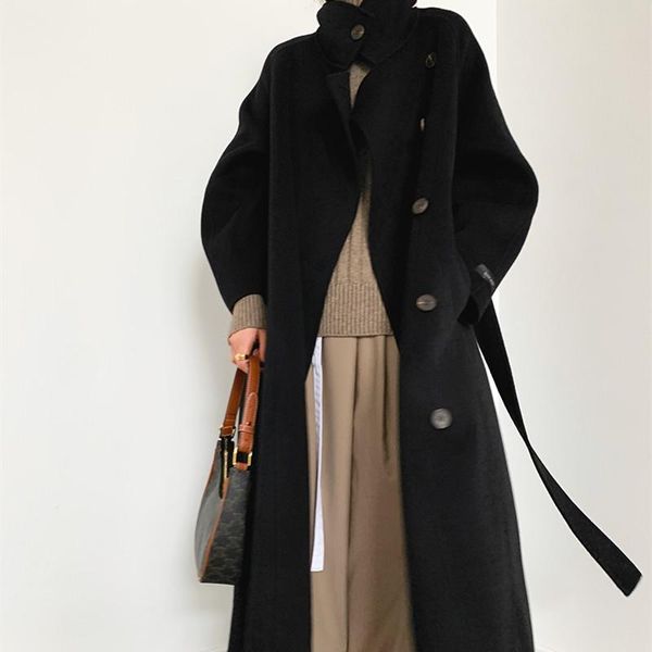 women's wool & blends hstar long sleeve casual vintage belt 2021 fashion autumn faux blend woolen coat winter warm women, Black
women's wool & blends hstar long sleeve casual vintage belt 2021 fashion autumn faux blend woolen coat winter warm women, Black