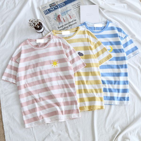 kawaii striped womens shirt summer korean moon graphic female tees harajuku short sleeve cute pink yellow casual shirts, White
kawaii striped womens shirt summer korean moon graphic female tees harajuku short sleeve cute pink yellow casual shirts, White