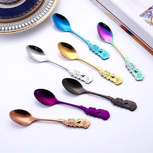 spoons 1pc stainless steel coffee spoon dessert long handle plated rose tableware sugar/stir/bar/mixing/ice cream
spoons 1pc stainless steel coffee spoon dessert long handle plated rose tableware sugar/stir/bar/mixing/ice cream