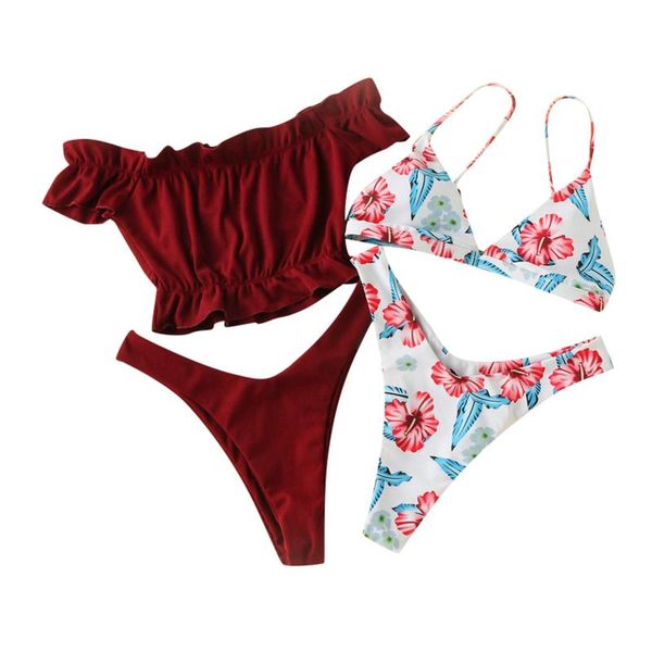 women's swimwear 3 pieces set fashion pleated brazilian bikinis 2021 women push up short sleeve tank high waisted g string thongs ropa, White;black
women's swimwear 3 pieces set fashion pleated brazilian bikinis 2021 women push up short sleeve tank high waisted g string thongs ropa, White;black