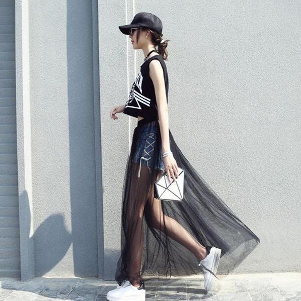 skirts fashion women thin style solid color see-through transparent ankle-length women's skirt loose summer, Black
skirts fashion women thin style solid color see-through transparent ankle-length women's skirt loose summer, Black