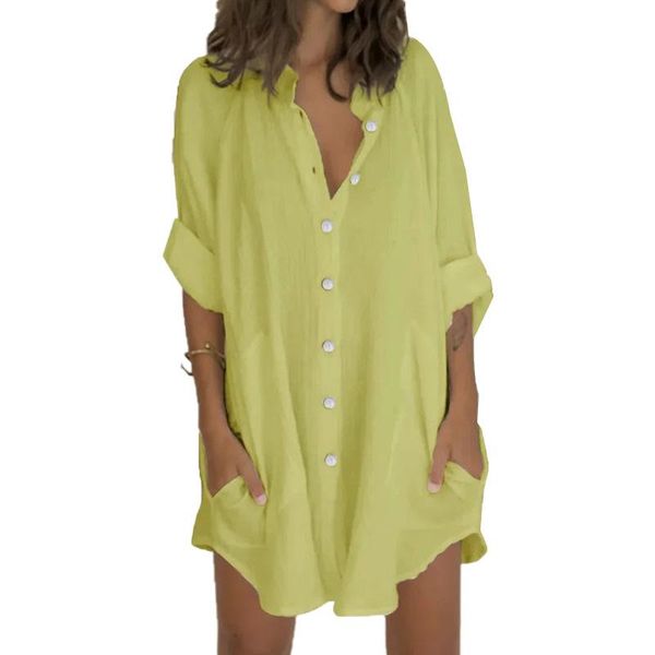 women's blouses & shirts summer turn down collar button long sleeve loose cotton linen blouse women pocket solid blusas -3xl plus size, White
women's blouses & shirts summer turn down collar button long sleeve loose cotton linen blouse women pocket solid blusas -3xl plus size, White