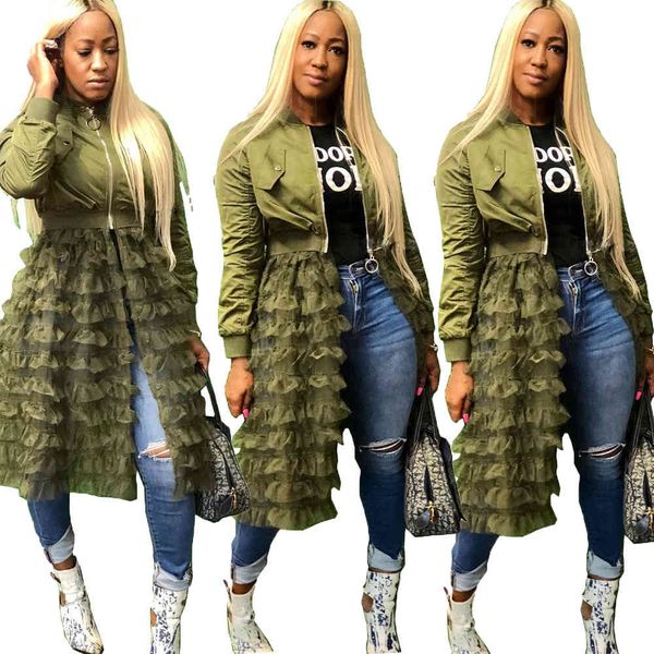 est spring zipper long sleeves women jackets fashion ruffles tiered tuller design skirt coats outwear plus size s--3xl high quality, Black;brown
est spring zipper long sleeves women jackets fashion ruffles tiered tuller design skirt coats outwear plus size s--3xl high quality, Black;brown