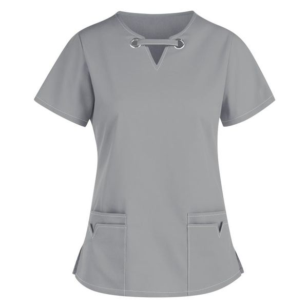 women's t-shirt uniform female work clothes solid color short-sleeved v-neck shirt nursing summer #10, White
women's t-shirt uniform female work clothes solid color short-sleeved v-neck shirt nursing summer #10, White