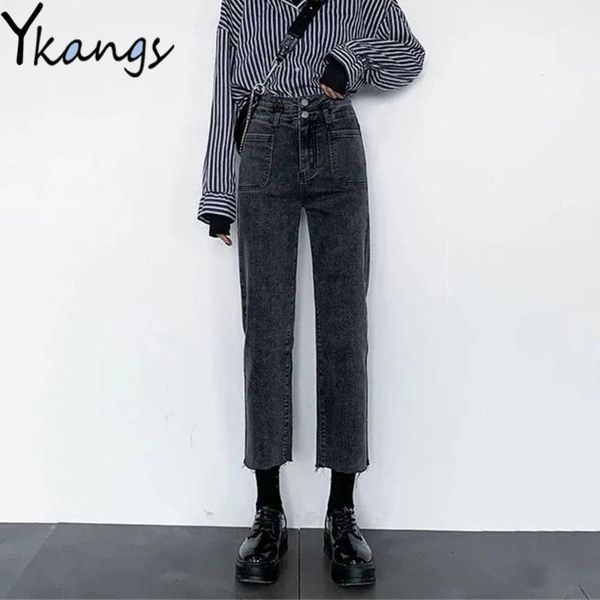 women's jeans high waist button stretch korean straight pants slim fashion big size women streetwear harajuku simple plus velvet trouse, Blue
women's jeans high waist button stretch korean straight pants slim fashion big size women streetwear harajuku simple plus velvet trouse, Blue
