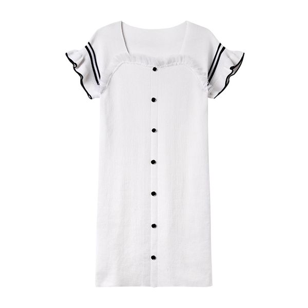 white black square neck knitted short sleeve ruffle button mesh mini dress pencil elegant vintage d0761 210514, Black;gray
white black square neck knitted short sleeve ruffle button mesh mini dress pencil elegant vintage d0761 210514, Black;gray