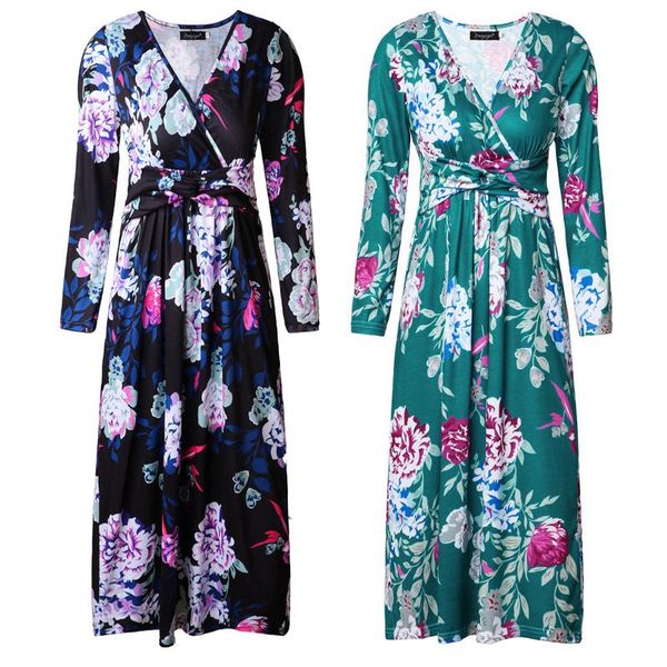 dress autumn women casual long sleeve boho floral print midi dresses black v-neck bandage elegant party vestidos 2021, Black;gray
dress autumn women casual long sleeve boho floral print midi dresses black v-neck bandage elegant party vestidos 2021, Black;gray