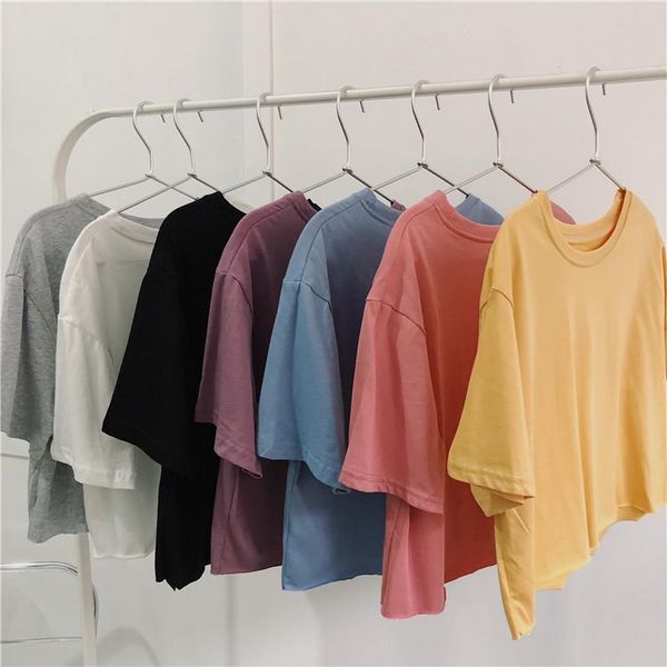 women's t-shirt 2021 summer short sleeve t shirts women cotton solid o neck high waist crop tee female casual loose shirt, White
women's t-shirt 2021 summer short sleeve t shirts women cotton solid o neck high waist crop tee female casual loose shirt, White