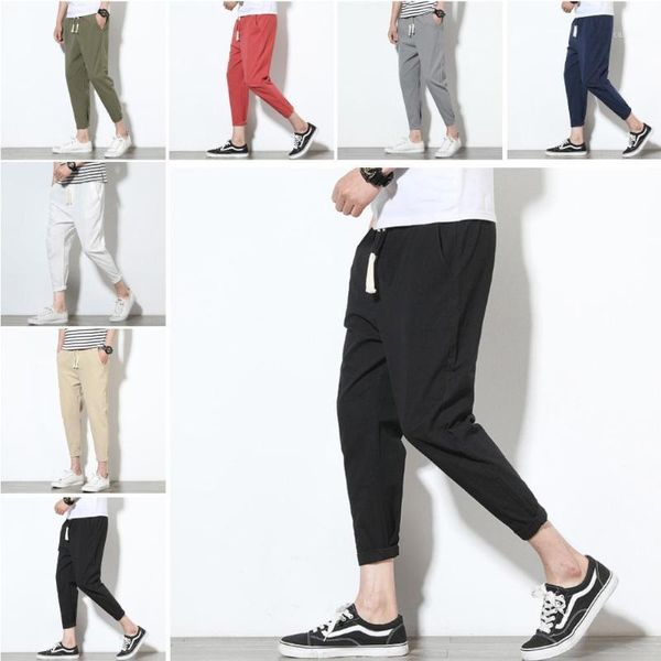 men's pants men casual solid color waist drawstring long trousers loose cotton harem, Black 
men's pants men casual solid color waist drawstring long trousers loose cotton harem, Black