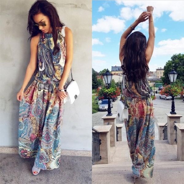 casual dresses summer boho maxi dress women vintage party beach sleeveless loose long fashion ladies vestidos, Black;gray 
casual dresses summer boho maxi dress women vintage party beach sleeveless loose long fashion ladies vestidos, Black;gray