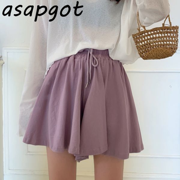 casual high waist elastic drawstring purple wide leg shorts women retro black basic loose chic straight girls grey wild 210429, White;black
casual high waist elastic drawstring purple wide leg shorts women retro black basic loose chic straight girls grey wild 210429, White;black