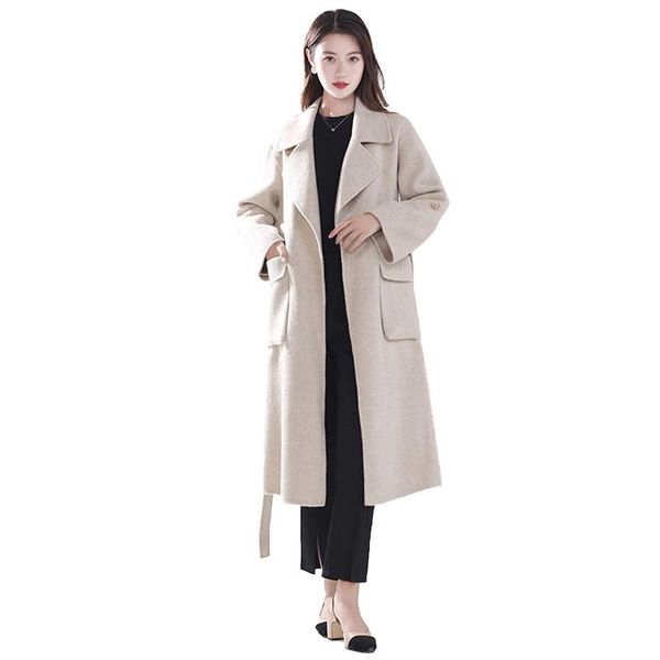 women's wool & blends women warm comfortable long cashmere coats with belt 2021 winter ladies elegant lapel outwear s8718, Black
women's wool & blends women warm comfortable long cashmere coats with belt 2021 winter ladies elegant lapel outwear s8718, Black