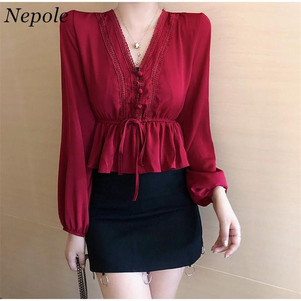 women's blouses & shirts neploe v-neck lace vintage blouse drawstring ruched women blusa 2021 spring summer elastic waist slim shirt 69, White
women's blouses & shirts neploe v-neck lace vintage blouse drawstring ruched women blusa 2021 spring summer elastic waist slim shirt 69, White