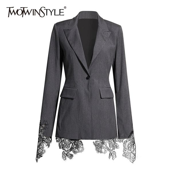 patchwork lace black blazer for women notched long sleeve split casual blazers female fashion clothing spring 210524, White;black
patchwork lace black blazer for women notched long sleeve split casual blazers female fashion clothing spring 210524, White;black