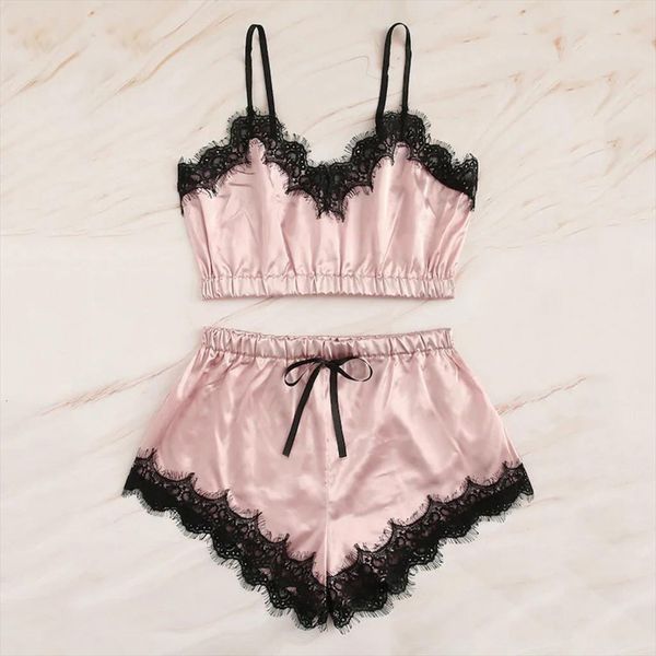 night wear pijamas set women sleepwear sleeveless strap nightwear lace trim satin cami pajama sets pyjama pour femme, Black;red
night wear pijamas set women sleepwear sleeveless strap nightwear lace trim satin cami pajama sets pyjama pour femme, Black;red