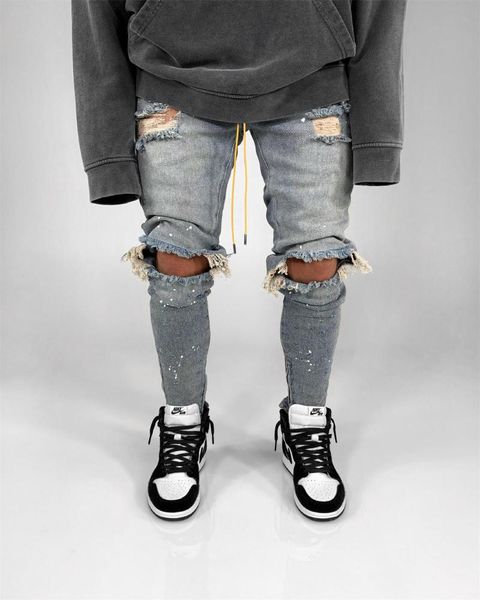 men's jeans self-cultivation knee holes and small feet style paint wholesale trade, Blue
men's jeans self-cultivation knee holes and small feet style paint wholesale trade, Blue