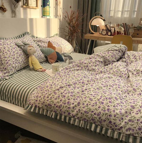 bedding sets classic elegant purple flower green set,ruffled cotton twin full home textile bed sheet pillow case quilt cover
bedding sets classic elegant purple flower green set,ruffled cotton twin full home textile bed sheet pillow case quilt cover