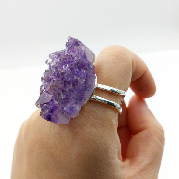 cluster rings natural raw amethysts druzy ring february birthstone stone boho geode statement gold cuff for christmas gift, Golden;silver
cluster rings natural raw amethysts druzy ring february birthstone stone boho geode statement gold cuff for christmas gift, Golden;silver