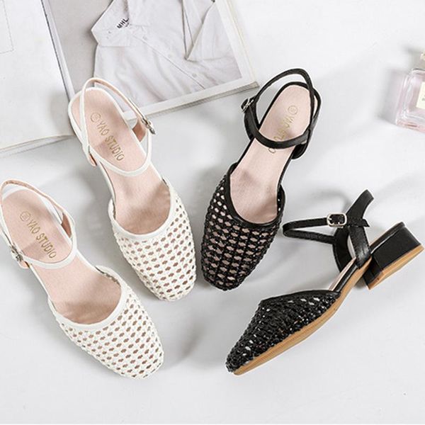 sandals cut out weave modern women 2021 summer shoes buckle belt sandales femme low heels mesh cover toe sandalias big size42/43, Black 
sandals cut out weave modern women 2021 summer shoes buckle belt sandales femme low heels mesh cover toe sandalias big size42/43, Black