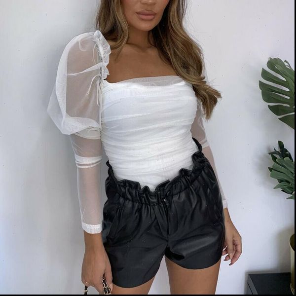 womens shirts brand summer women transparent puff sleeve blouses elegant ladies sheer ruffle casual tulle femme blouse mujer, White
womens shirts brand summer women transparent puff sleeve blouses elegant ladies sheer ruffle casual tulle femme blouse mujer, White