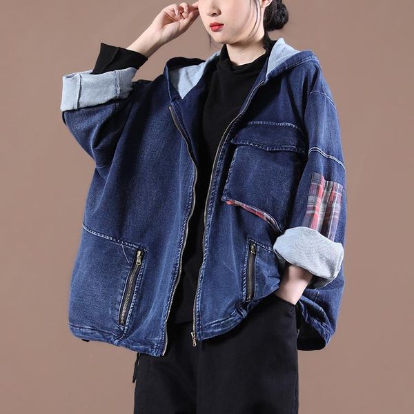 female spring korean style plus size outerwear literary plaid zipper pocket distressed hooded short jacket women's jackets, Black;brown
female spring korean style plus size outerwear literary plaid zipper pocket distressed hooded short jacket women's jackets, Black;brown
