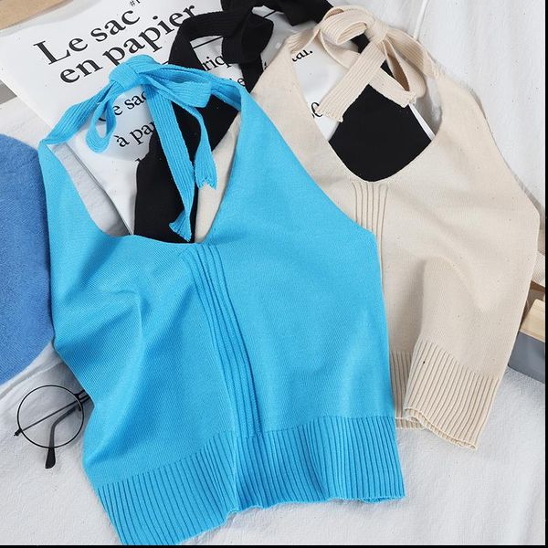 women cami summer knit halter neck tank crop girls knitted camisole sleeveless tee shirts camis with laced straps, White
women cami summer knit halter neck tank crop girls knitted camisole sleeveless tee shirts camis with laced straps, White