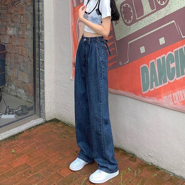 women's jeans autumn korean retro loose wide leg design sense waist thin straight tube mopping pants fashion, Blue
women's jeans autumn korean retro loose wide leg design sense waist thin straight tube mopping pants fashion, Blue