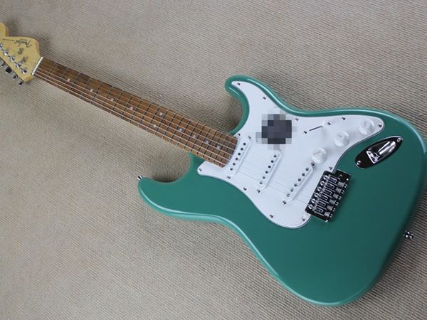 electric guitar dark blue green rose wood fingerboard three single pickup white guard board
electric guitar dark blue green rose wood fingerboard three single pickup white guard board