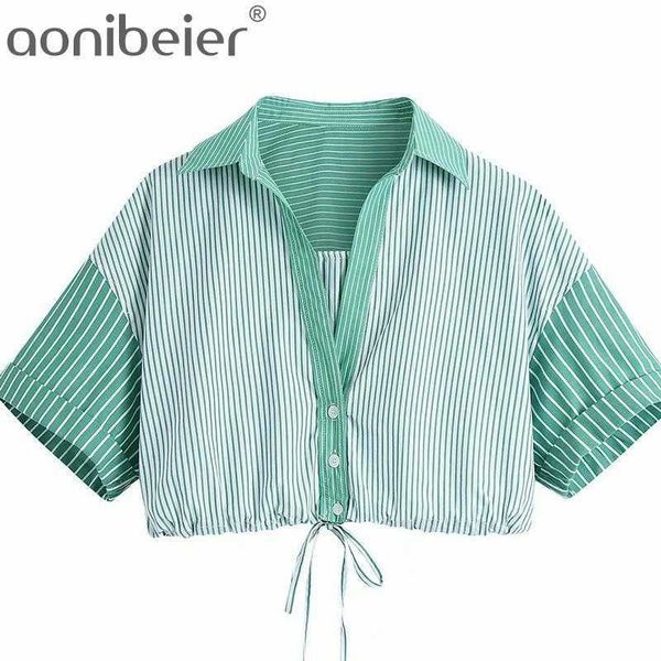 summer women striped splicing blouse crop female short sleeve shirt casual lady loose blusas 210604, White
summer women striped splicing blouse crop female short sleeve shirt casual lady loose blusas 210604, White