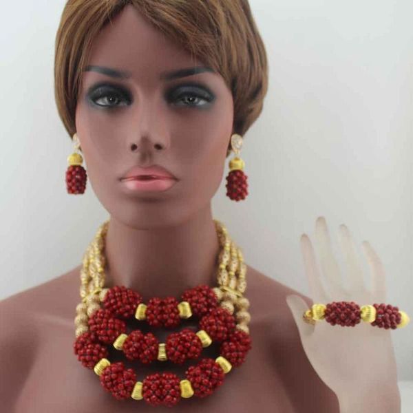 earrings & necklace surprising african wine red beads jewelry set 3 layers statement w13683, Silver
earrings & necklace surprising african wine red beads jewelry set 3 layers statement w13683, Silver