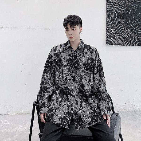 men jacquard embroidery retro casual loose long sleeved shirt male streetwear vintage flower stage show clothing men's shirts, White;black
men jacquard embroidery retro casual loose long sleeved shirt male streetwear vintage flower stage show clothing men's shirts, White;black