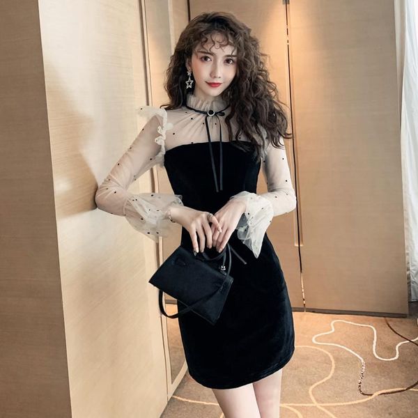 casual dresses mesh patchwork velvet bodycon dress perspective stand fashion brand autumn style long sleeve mini-dresses woman black, Black;gray
casual dresses mesh patchwork velvet bodycon dress perspective stand fashion brand autumn style long sleeve mini-dresses woman black, Black;gray