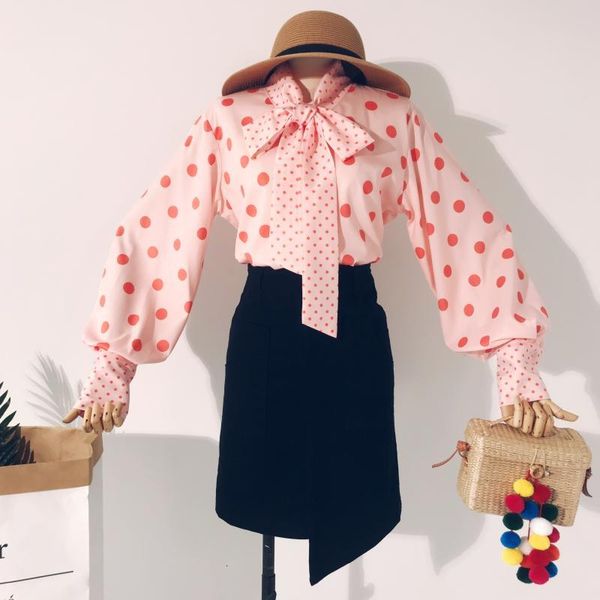 women's blouses & shirts autumn women blending polka dot long lantern sleeve drawstring bowknot blouse shirt ladies urban retro el, White
women's blouses & shirts autumn women blending polka dot long lantern sleeve drawstring bowknot blouse shirt ladies urban retro el, White