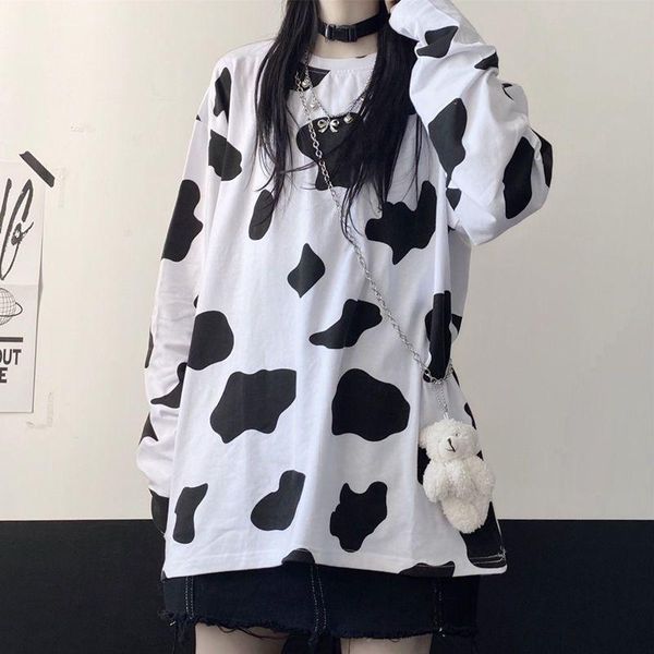 women's t-shirt cotton long sleeve female 2021 korean version ins retro cow harajuku girl middle loose student top, White
women's t-shirt cotton long sleeve female 2021 korean version ins retro cow harajuku girl middle loose student top, White