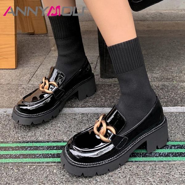 boots annymoli women shoes patent leather med calf chain knitting high heel sock chunky pointed toe lady autumn, Black
boots annymoli women shoes patent leather med calf chain knitting high heel sock chunky pointed toe lady autumn, Black