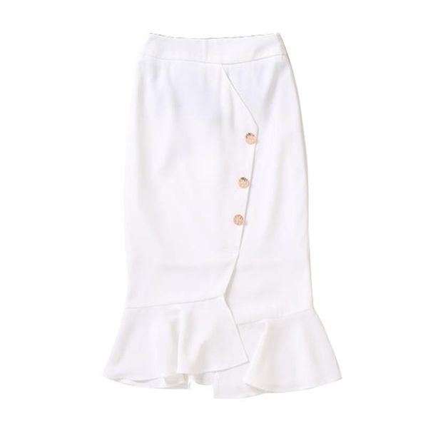 white black mermaid trumped ruffle women skirt knee length high street empire button summer solid s0238
white black mermaid trumped ruffle women skirt knee length high street empire button summer solid s0238