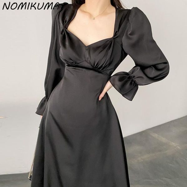 casual dresses nomikuma elegant satin high waist woman dress puff sleeve v-neck fashion vestidos femme 2021 autumn korean 6z517, Black;gray
casual dresses nomikuma elegant satin high waist woman dress puff sleeve v-neck fashion vestidos femme 2021 autumn korean 6z517, Black;gray