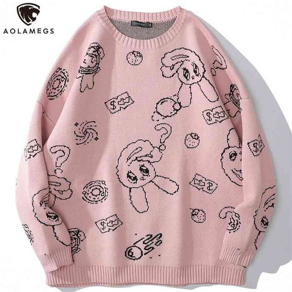 aolamegs men sweater cartoon cute rabbit strawberry knitted pullover sweaters couple o-neck casual soft college style streetwear 210820, White;black
aolamegs men sweater cartoon cute rabbit strawberry knitted pullover sweaters couple o-neck casual soft college style streetwear 210820, White;black