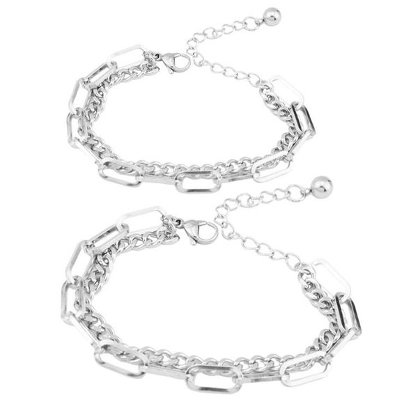 link, chain korean double layer bracelet for women stainless steel man fashion trendy men jewelry girls valentine's day gifts, Black
link, chain korean double layer bracelet for women stainless steel man fashion trendy men jewelry girls valentine's day gifts, Black