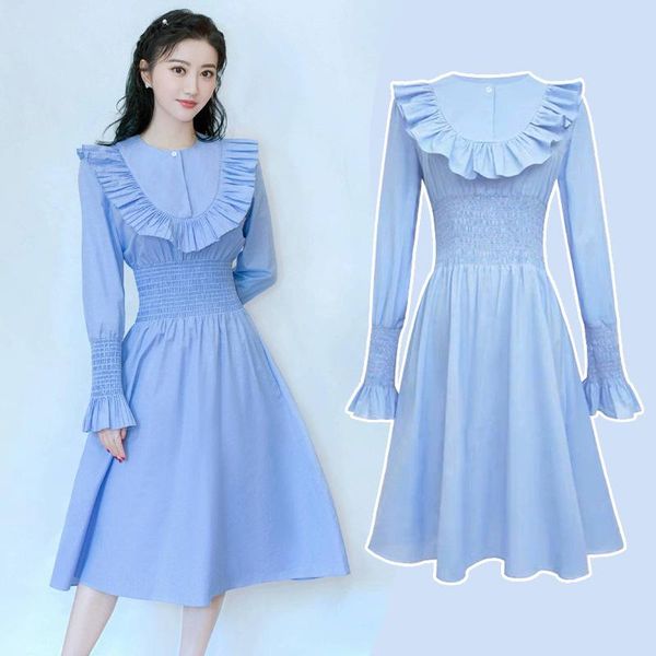 casual dresses ruffles fresh blue fit flare one piece dress midi spring autumn pleats princess robe vestido party, Black;gray
casual dresses ruffles fresh blue fit flare one piece dress midi spring autumn pleats princess robe vestido party, Black;gray
