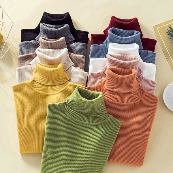 women solid basic sweater autumn long sleeve candy color turtleneck knitted sweater korean harajuku slim soft sweater pullover 210518, White;black
women solid basic sweater autumn long sleeve candy color turtleneck knitted sweater korean harajuku slim soft sweater pullover 210518, White;black