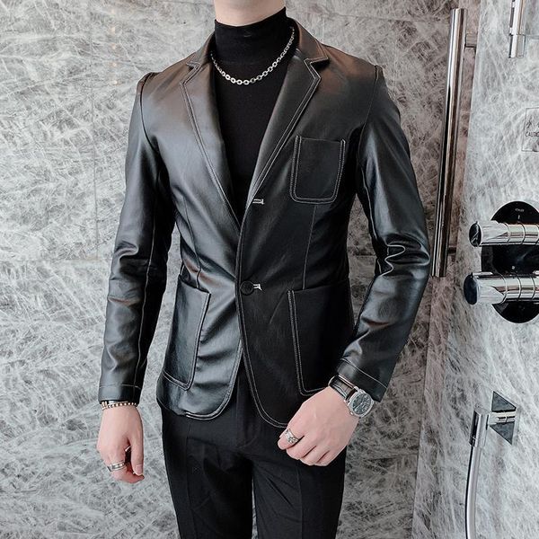 men's fur & faux men casual slim fit leather suit blazers jacket male streetwear vintage coat outerwear, Black
men's fur & faux men casual slim fit leather suit blazers jacket male streetwear vintage coat outerwear, Black