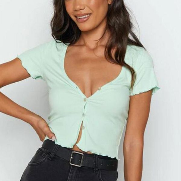 women's t-shirt 2021fashion casual trend summer nightclub party knitted cardigan v collar short-sleeved open-navel girl, White
women's t-shirt 2021fashion casual trend summer nightclub party knitted cardigan v collar short-sleeved open-navel girl, White