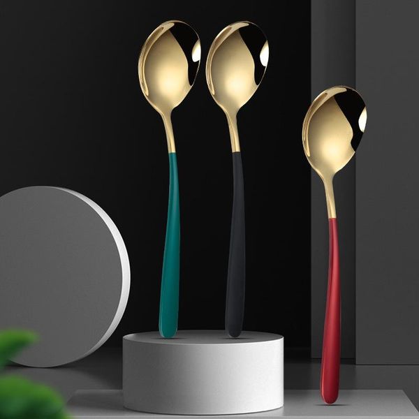 spoons 1pc stainless steel round head teaspoons silver gold drinkware household kitchen long handle coffee mixing spoon tableware
spoons 1pc stainless steel round head teaspoons silver gold drinkware household kitchen long handle coffee mixing spoon tableware