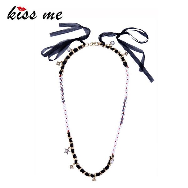 pendant necklaces kiss me handmade ethnic long necklace black ribbon imitation pearls beads star women retro accessories, Silver
pendant necklaces kiss me handmade ethnic long necklace black ribbon imitation pearls beads star women retro accessories, Silver